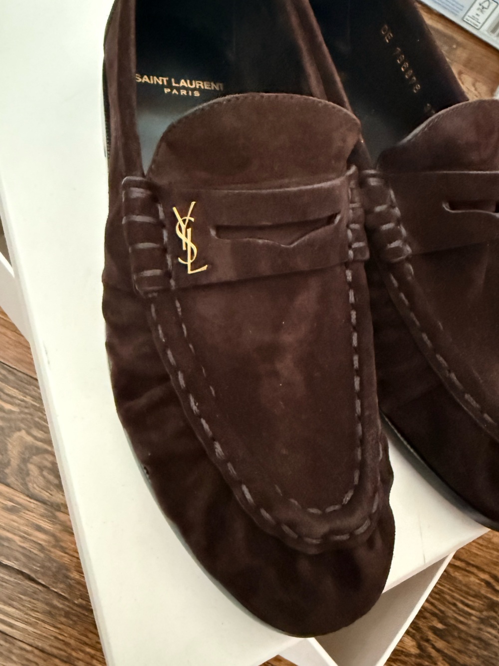 Saint Laurent Suede Loafers in Dark Brown - Picture 2 of 5